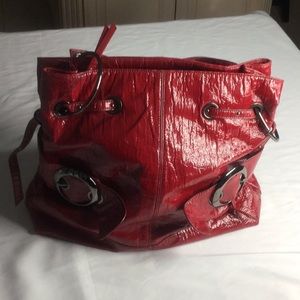 Big Buddha BUNDLE red patent leather bag gunmetal tint plus coordinated …